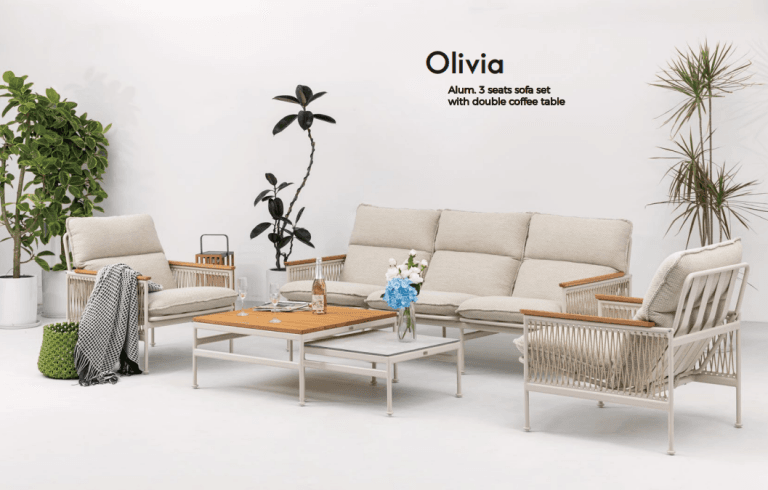 Aluminum 3 Seats Sofa Set with Double Coffee Table