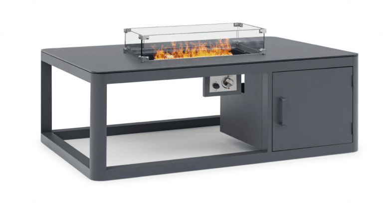 outdoor firepit and powder-coated aluminum